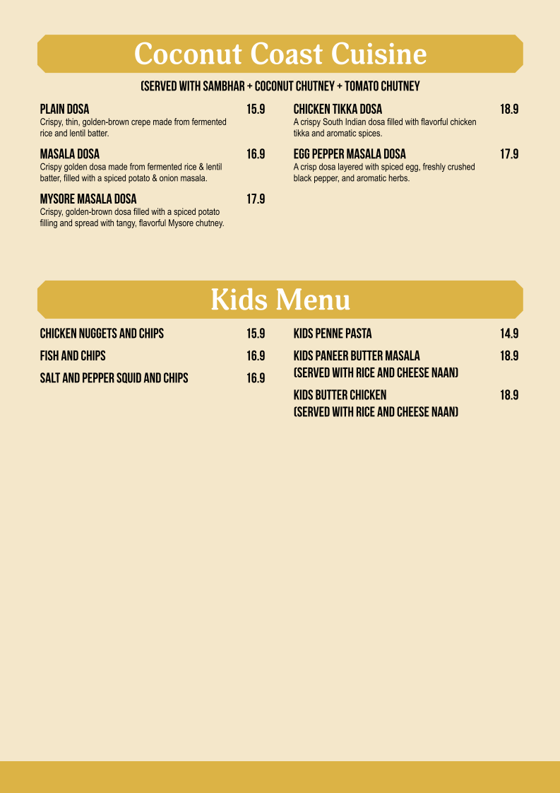 Menu, Jalsa Indian Bar & Restaurant- Adelaide