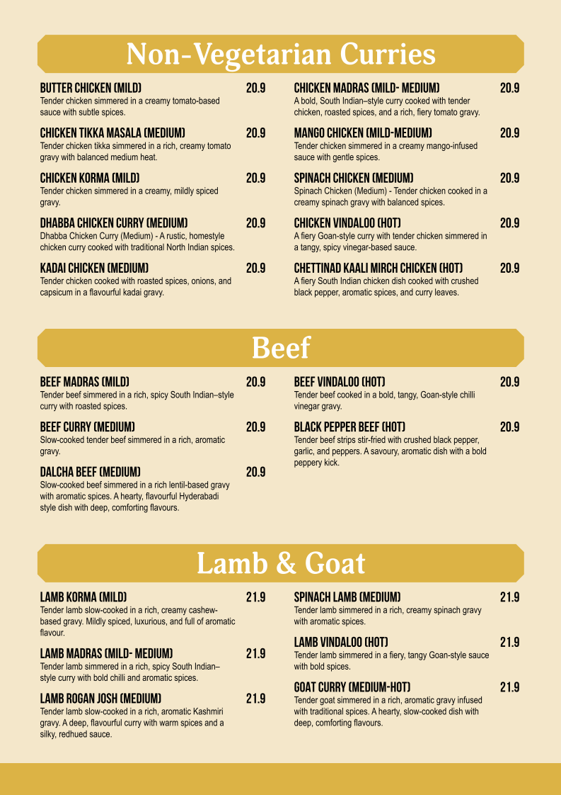 Menu, Jalsa Indian Bar & Restaurant- Adelaide