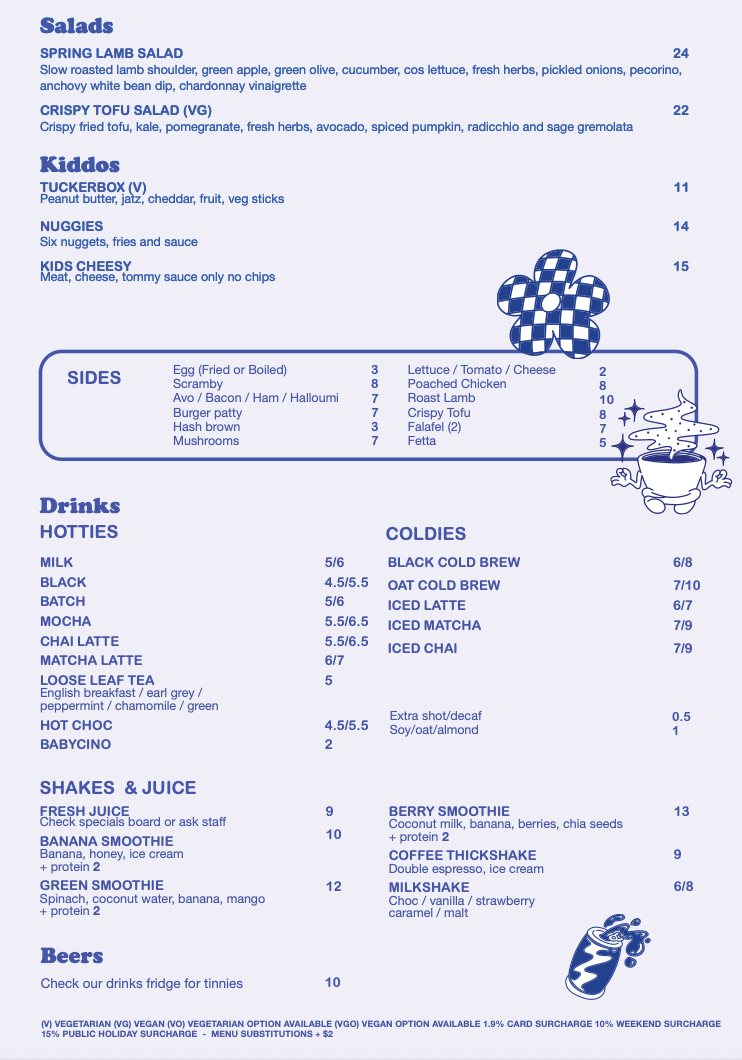 Menu, The Tuckshop