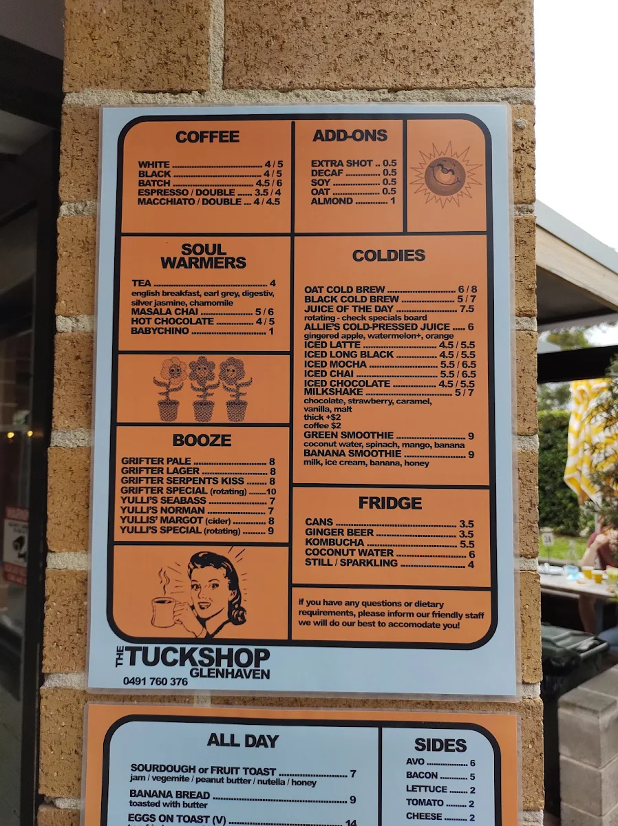 Menu, The Tuckshop