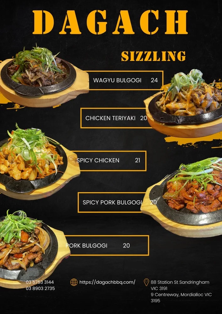 Menu, DAGACH KOREAN BBQ SANDRINGHAM