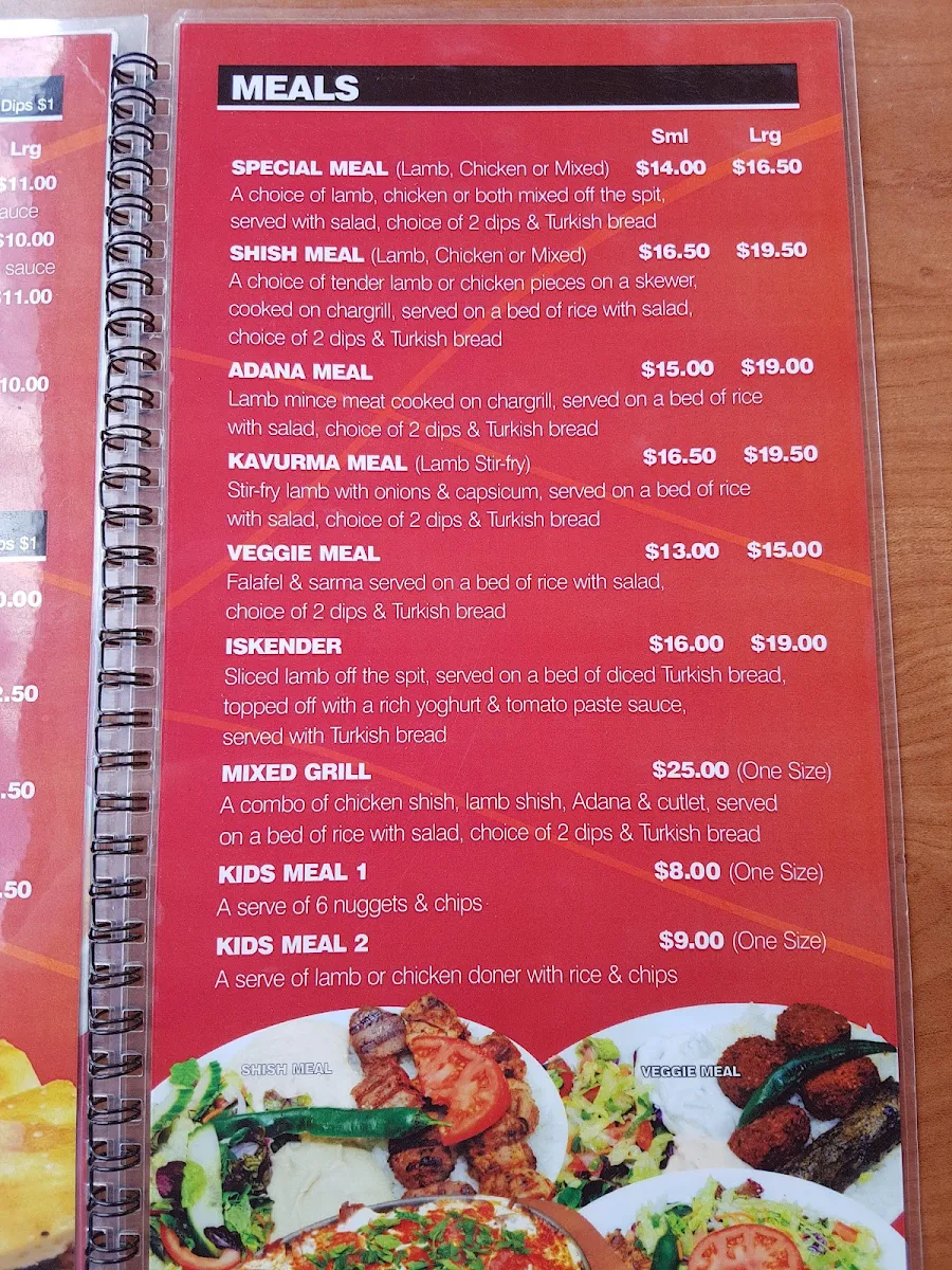 Menu, Somerton Kebab & Cafe Campbellfield