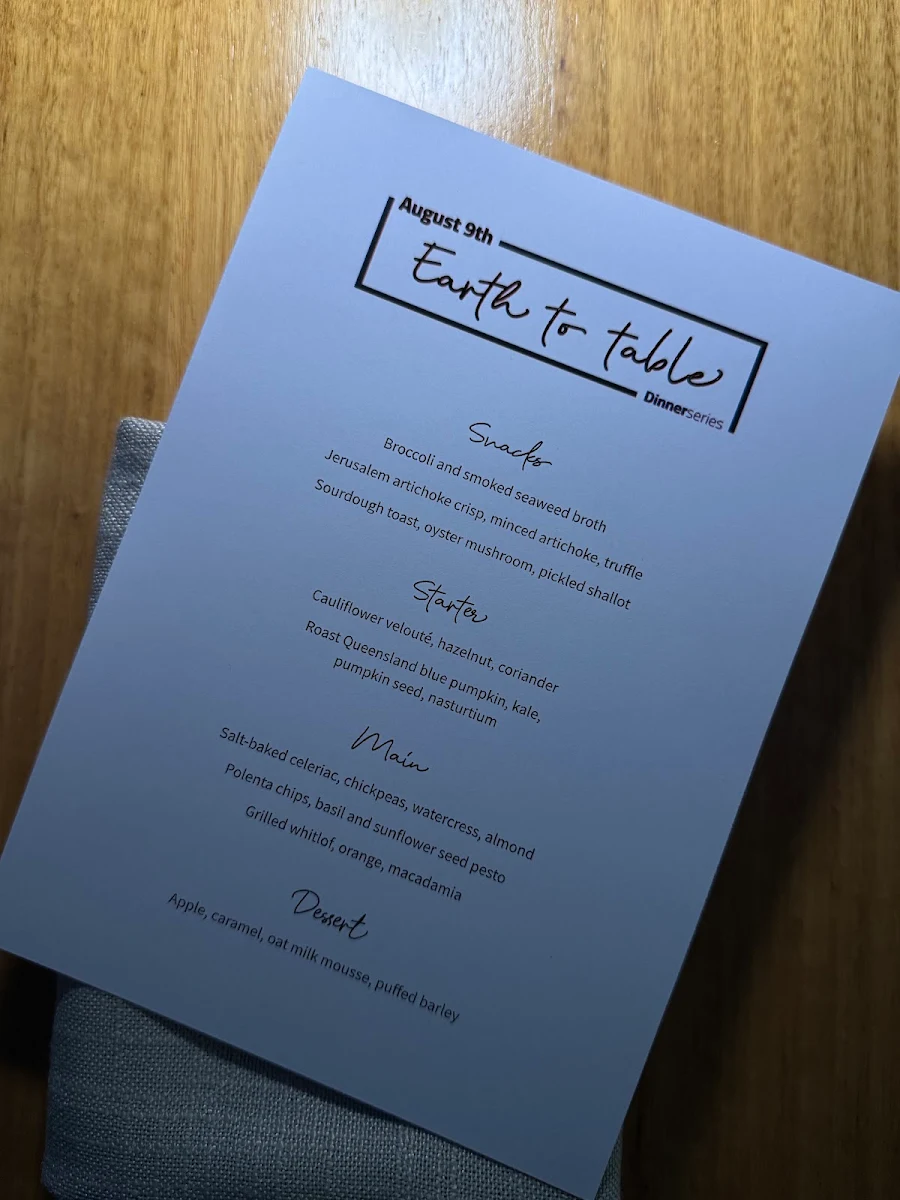 Menu, TARRA Queenscliff
