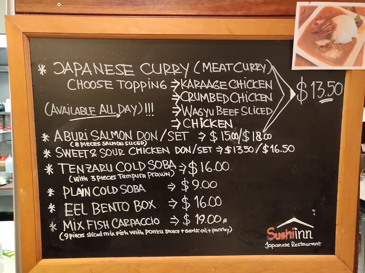 Menu, Sushi Inn Japanese Restaurant