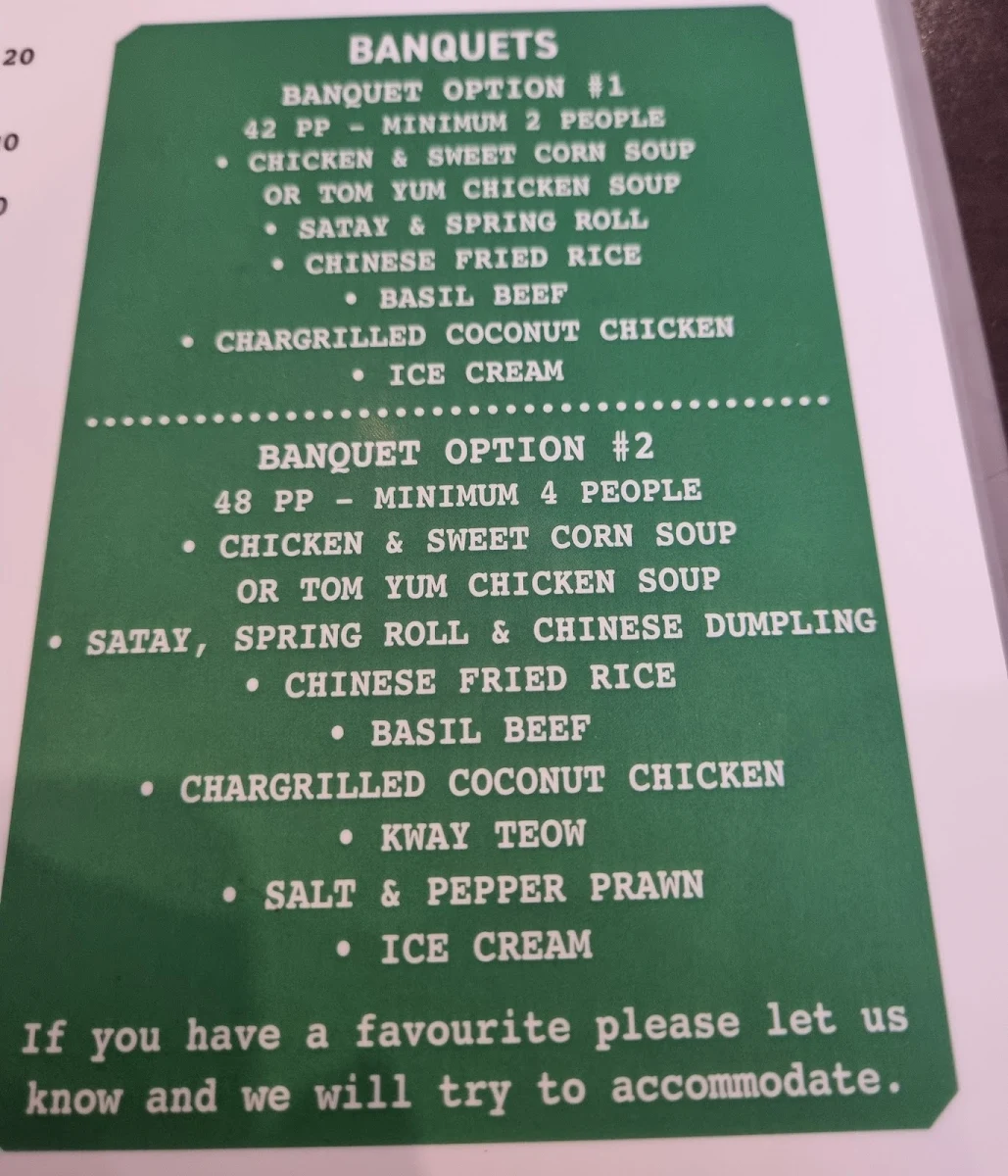 Menu, Green Ginger