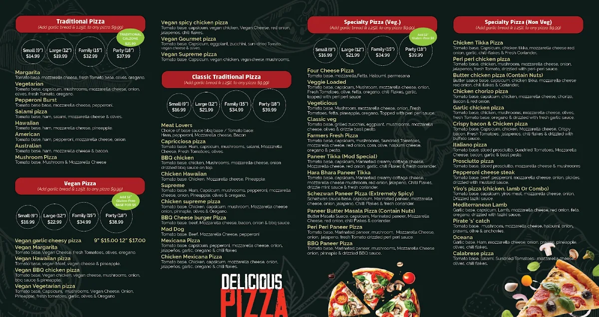 Menu, Mod Pizzeria Virginia