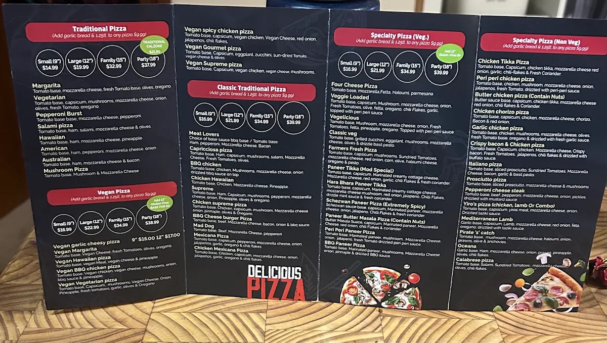 Menu, Mod Pizzeria Virginia