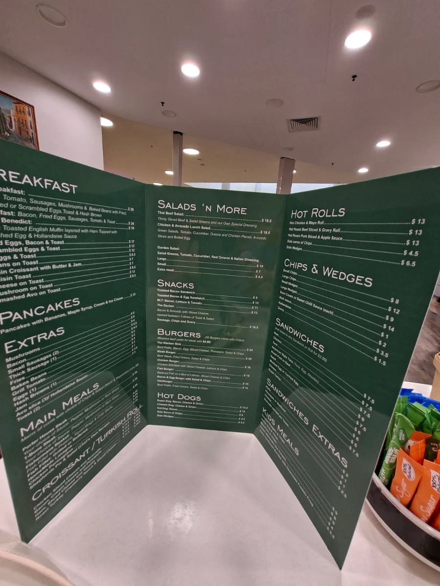Menu, Cascades Cafe