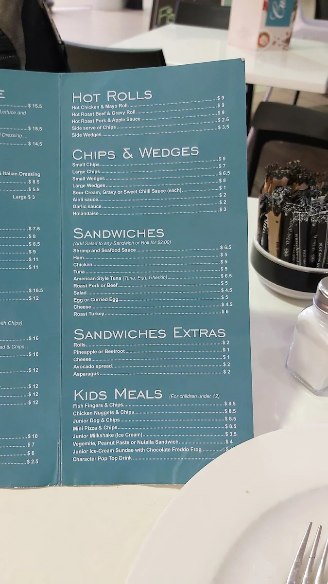 Menu, Cascades Cafe