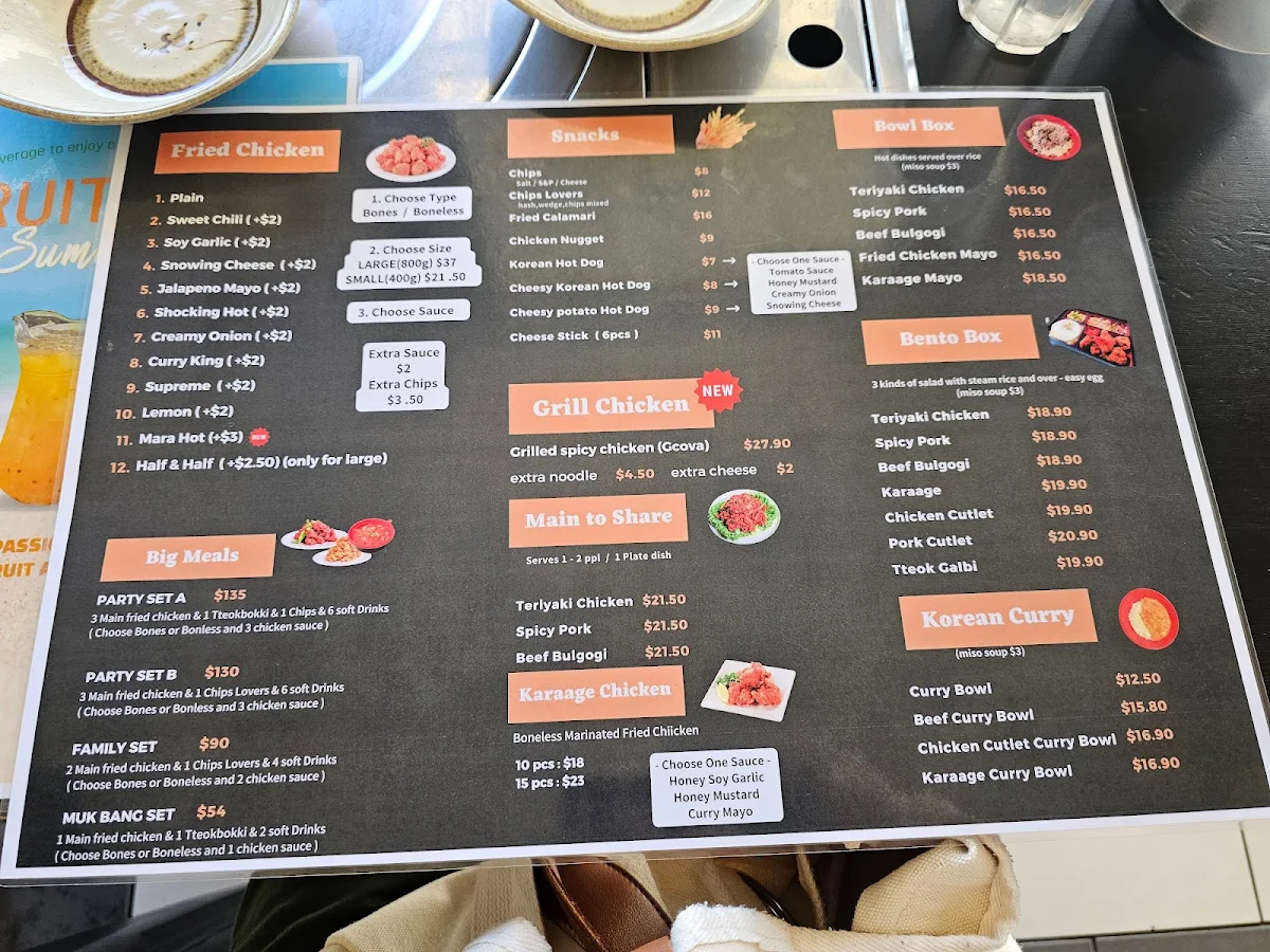 Menu, JJ Korean Chicken & BBQ