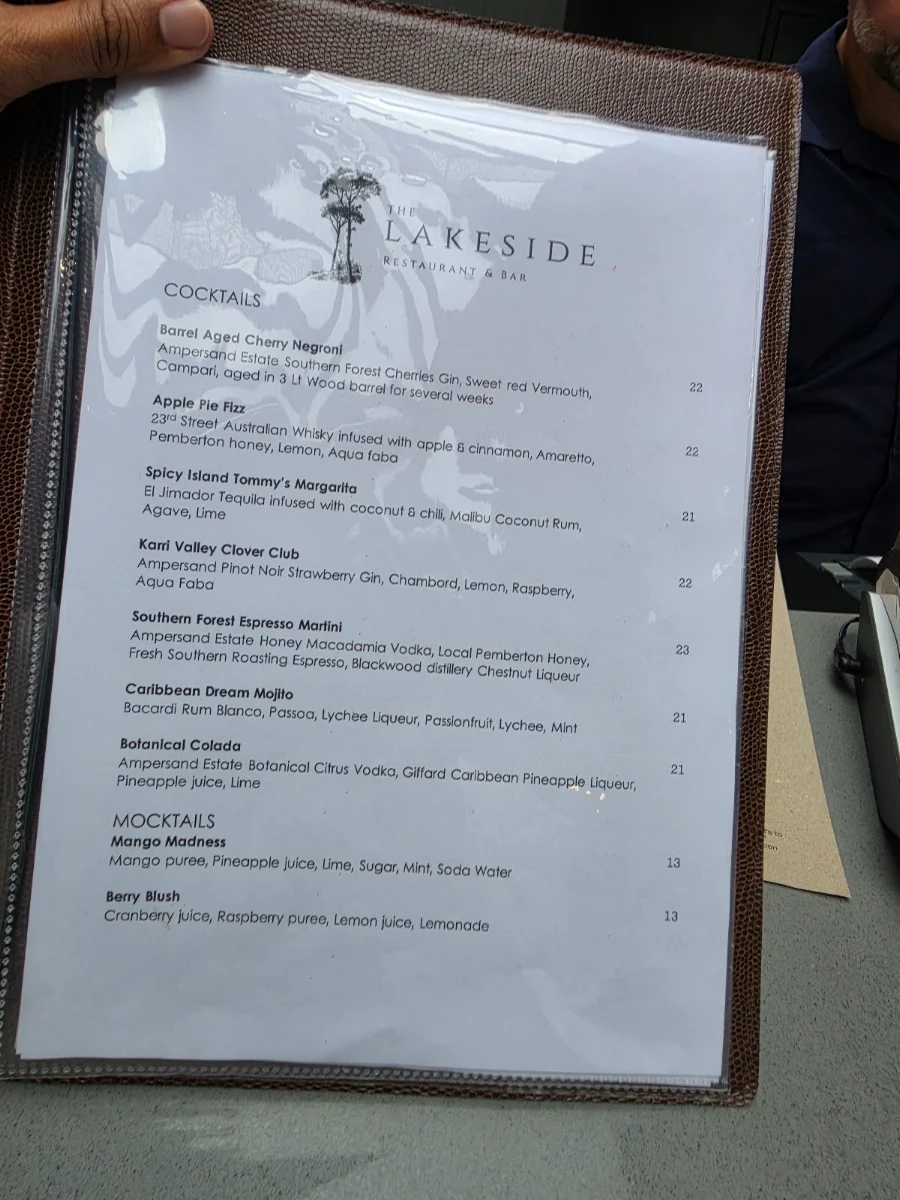 Menu, The Lakeside Restaurant & Bar