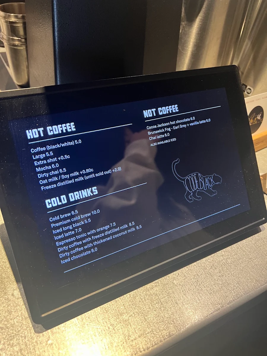 Menu, Code Black Coffee Spencer Street