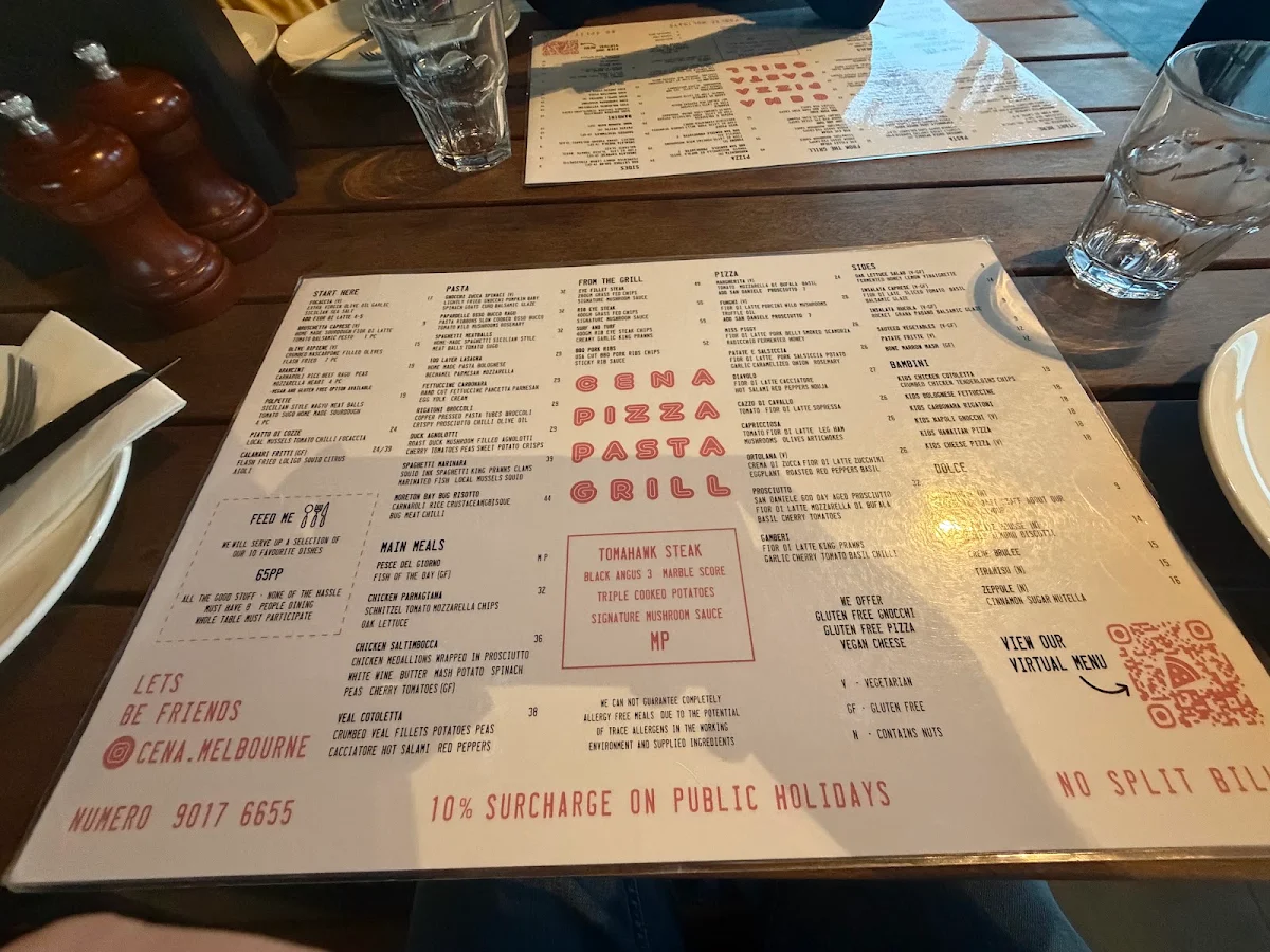 Menu, Cena