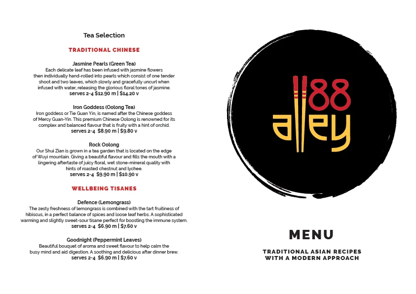 Menu, 88 Alley