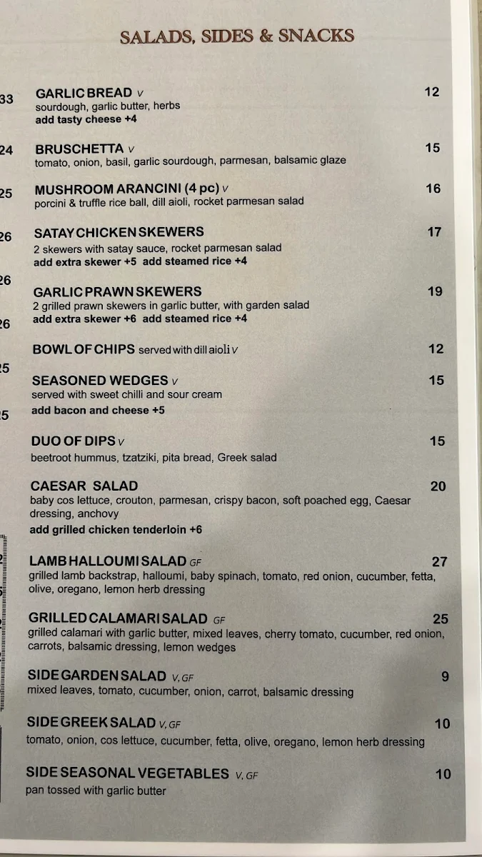 Menu, Velvet Bean Airport West