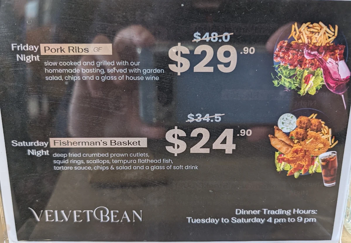 Menu, Velvet Bean Airport West