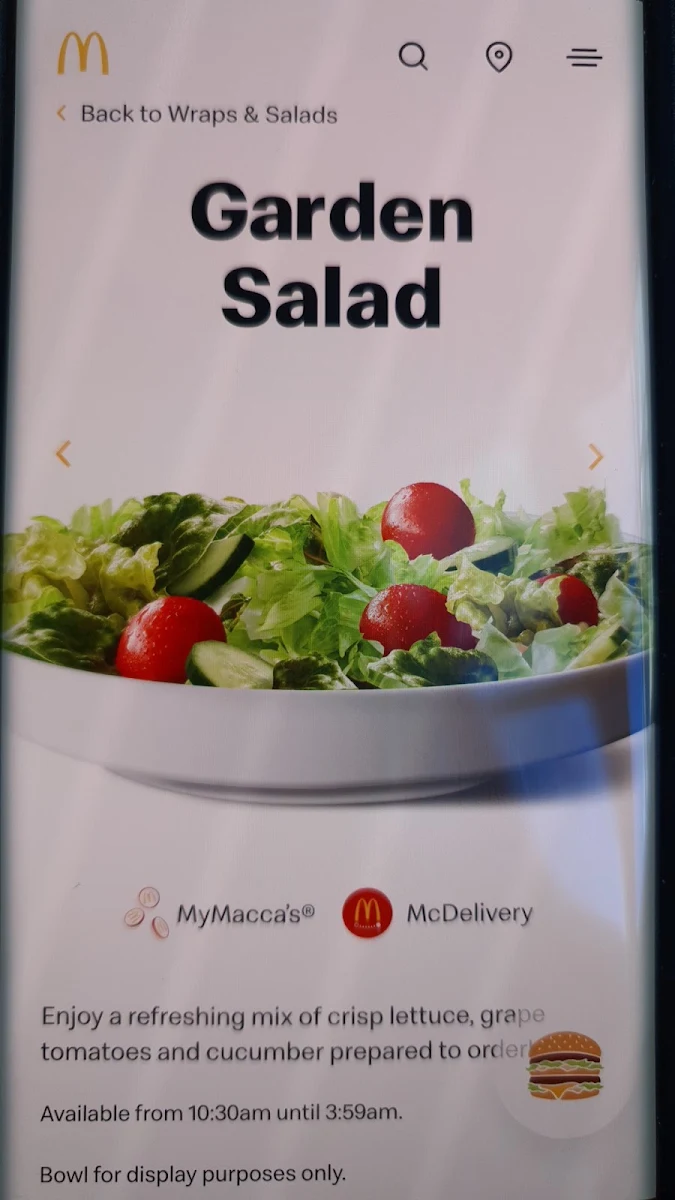 Menu, McDonald's Ingham