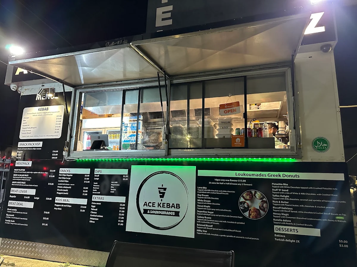 Menu, Ace Kebab & Loukoumades