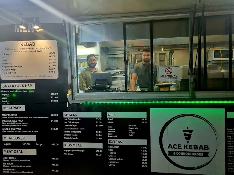 Menu, Ace Kebab & Loukoumades