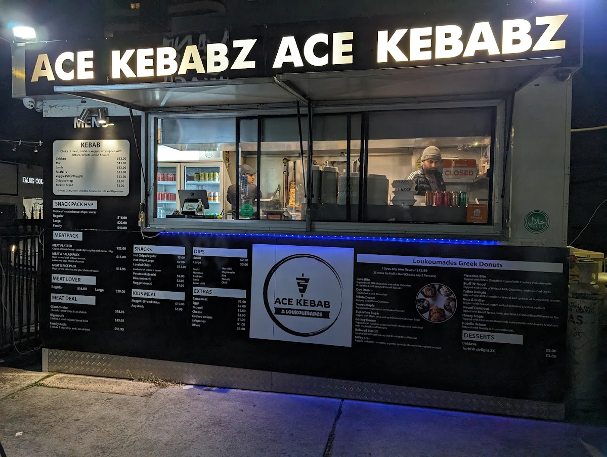Menu, Ace Kebab & Loukoumades