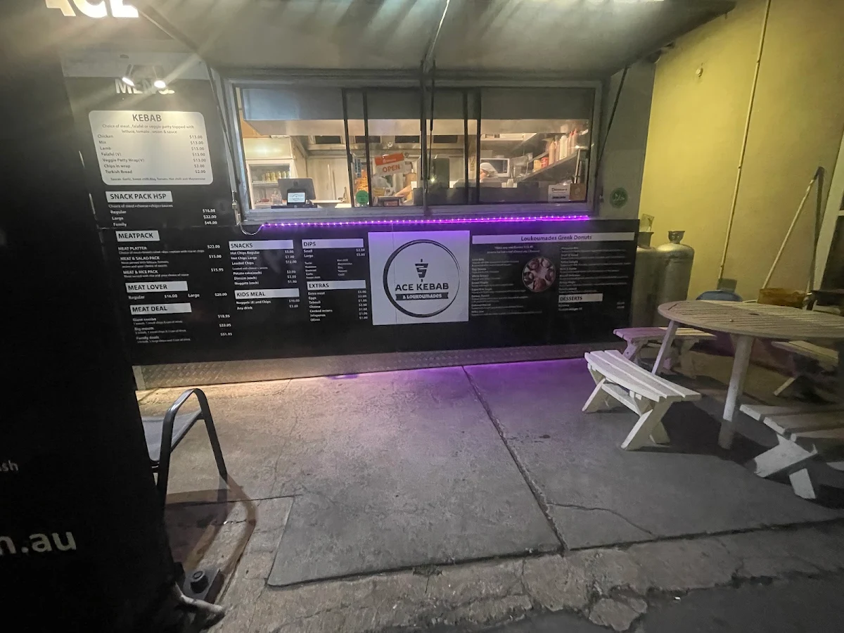 Menu, Ace Kebab & Loukoumades