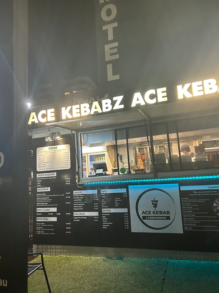 Menu, Ace Kebab & Loukoumades