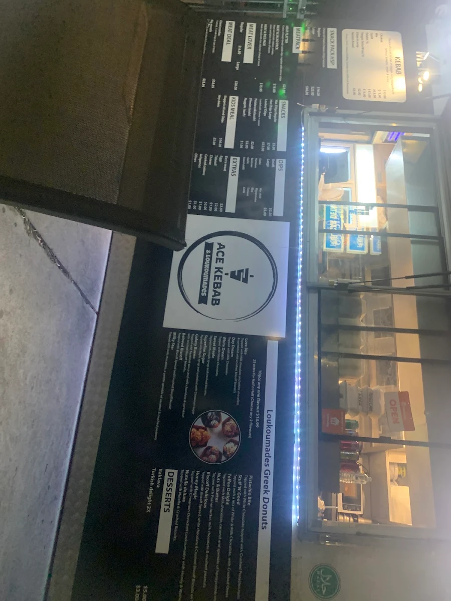 Menu, Ace Kebab & Loukoumades