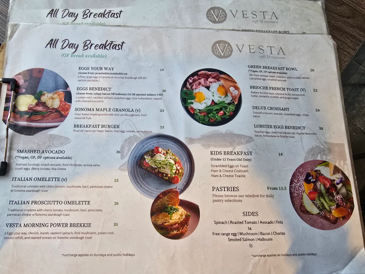 Menu, Vesta