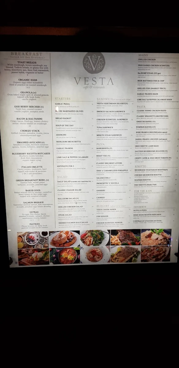 Menu, Vesta