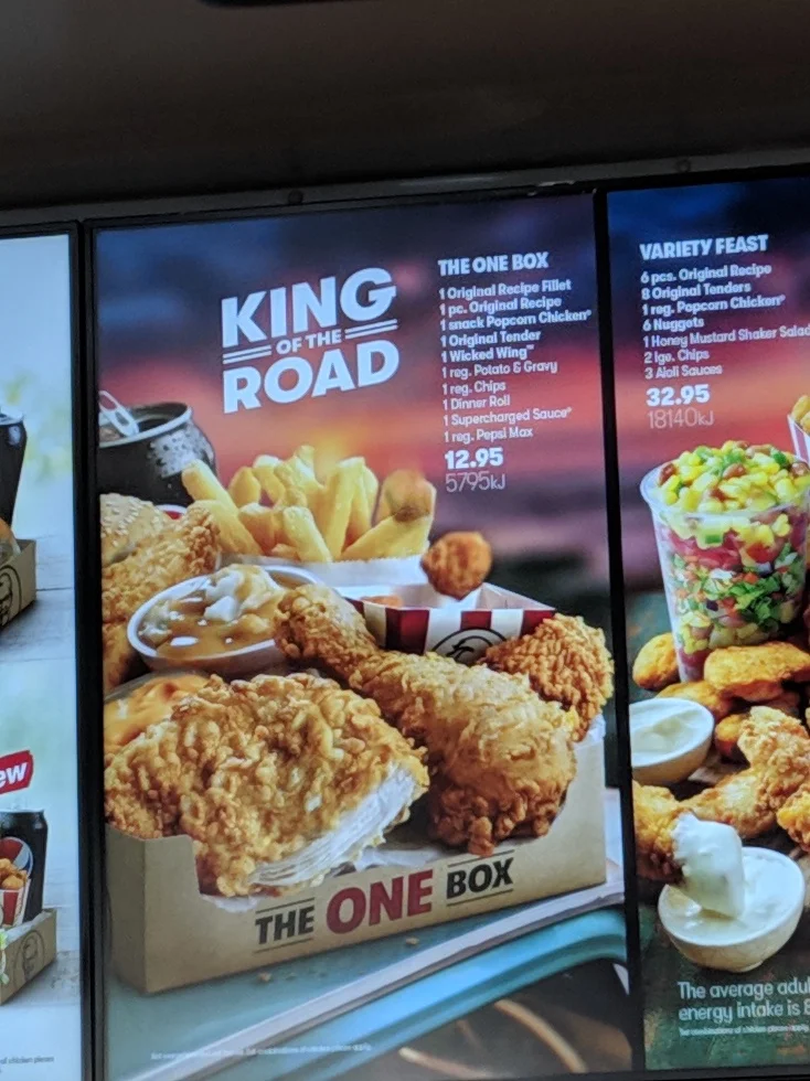 Menu, KFC Reservoir