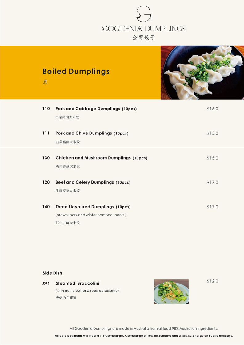 Menu, Goodenia Restaurant & Bar