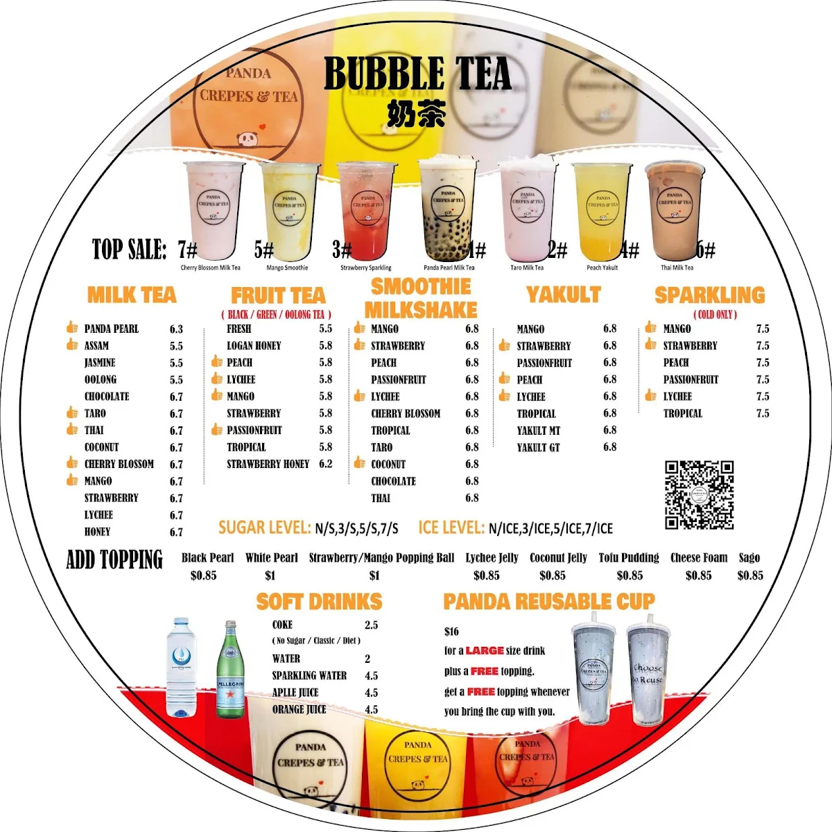 Menu, panda crepes&tea
