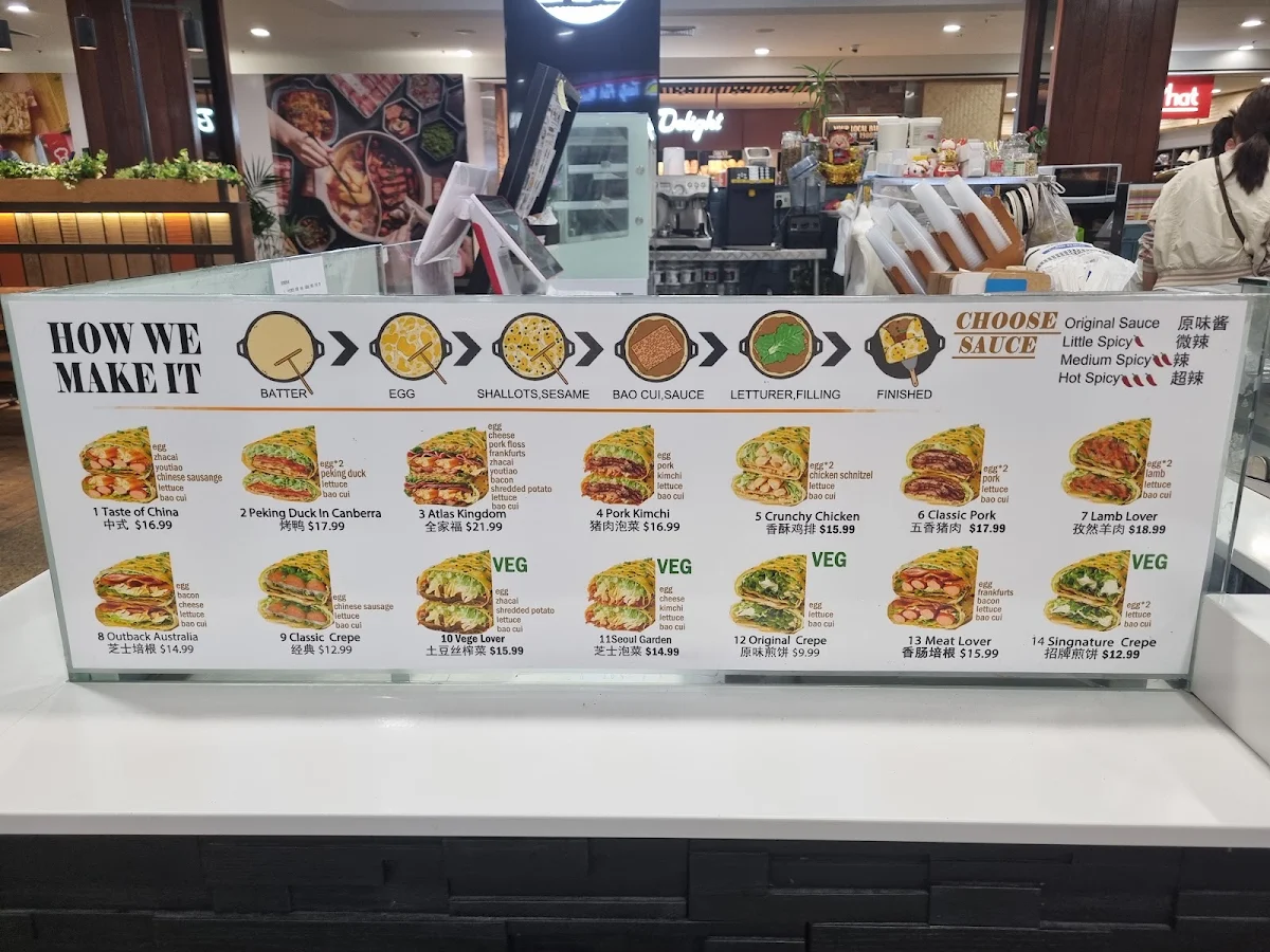 Menu, panda crepes&tea
