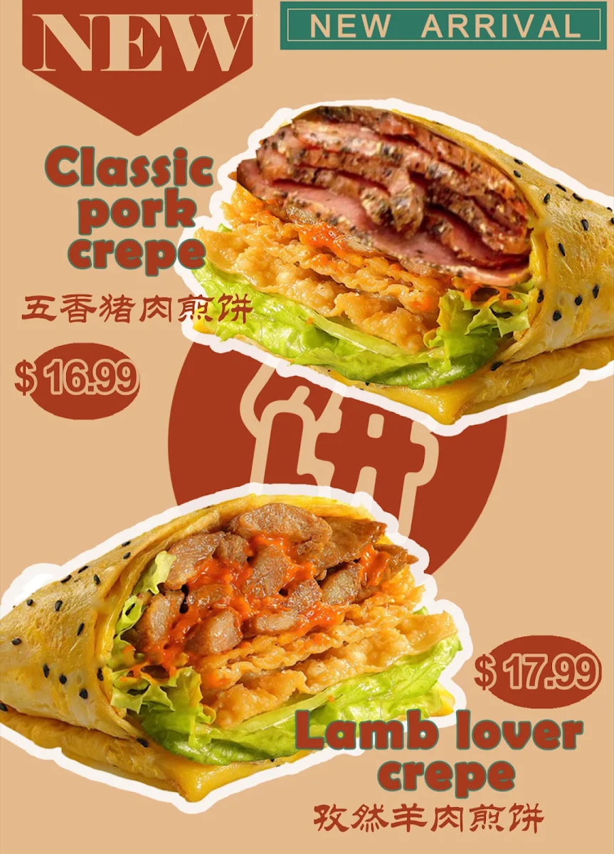 Menu, panda crepes&tea
