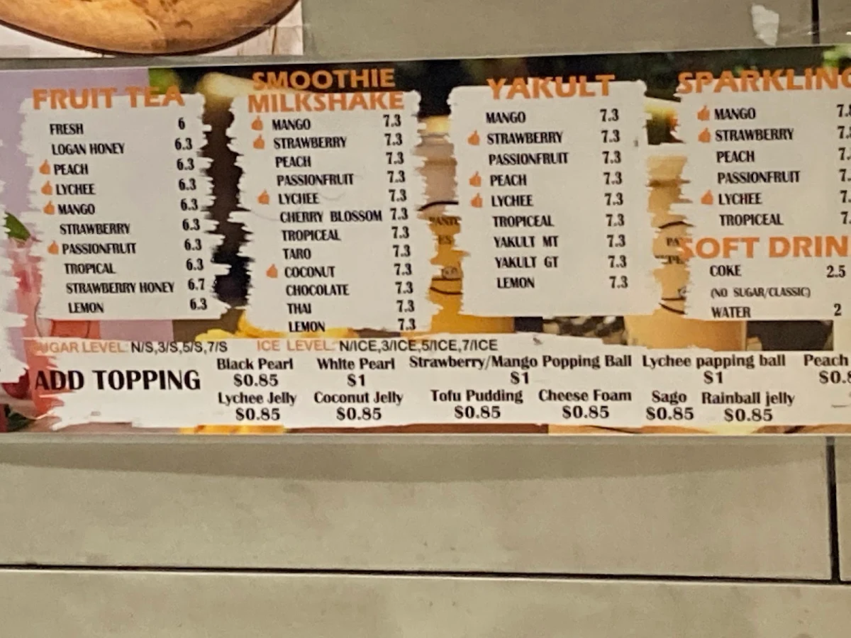 Menu, panda crepes&tea
