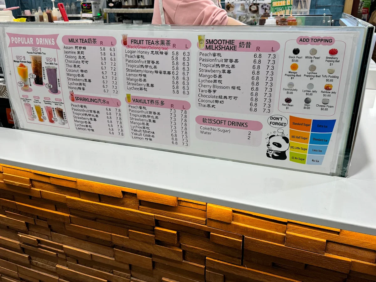Menu, panda crepes&tea