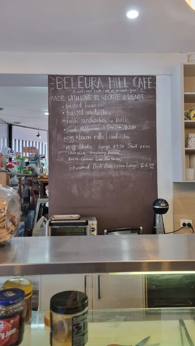 Menu, The Beleura Cafe & Milkbar