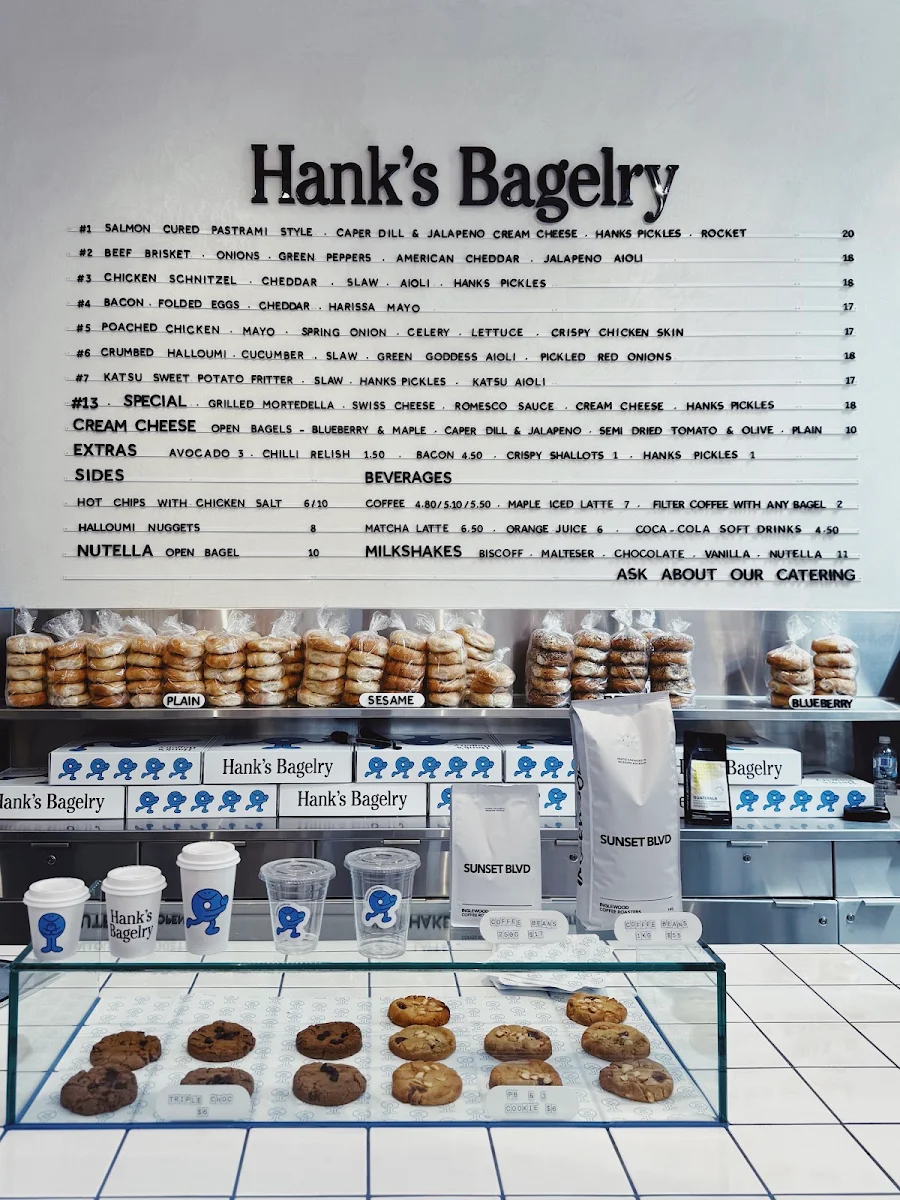 Menu, Hank's Bagelry - Chadstone