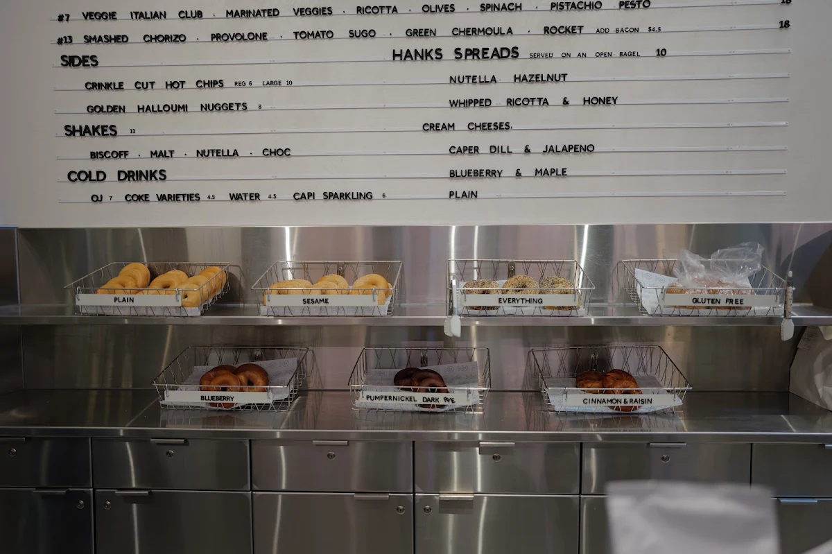 Menu, Hank's Bagelry - Chadstone