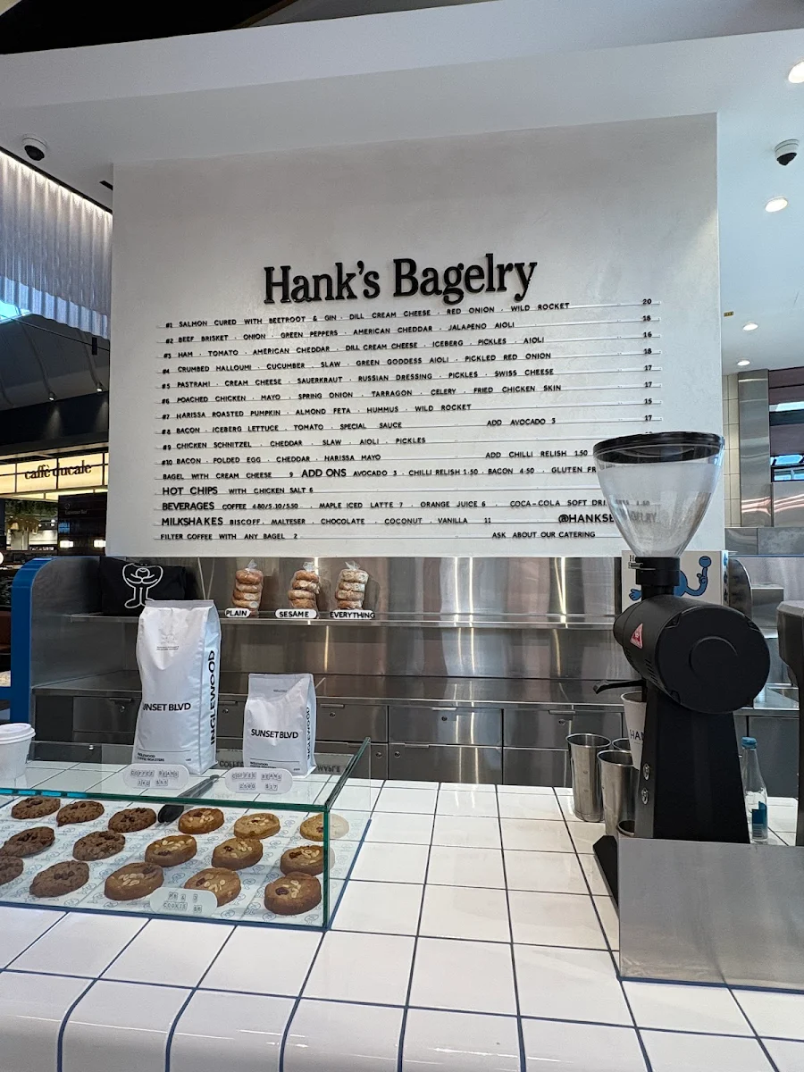 Menu, Hank's Bagelry - Chadstone