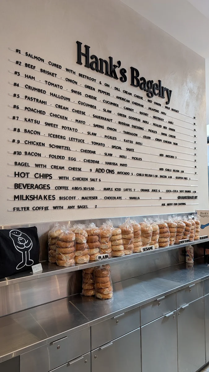 Menu, Hank's Bagelry - Chadstone