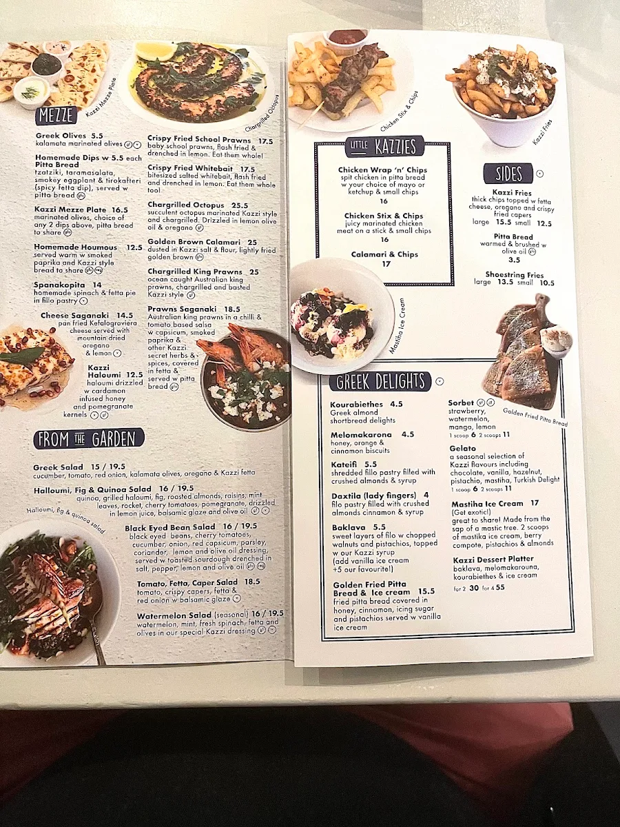 Menu, Kazzi Beach Greek Balmoral