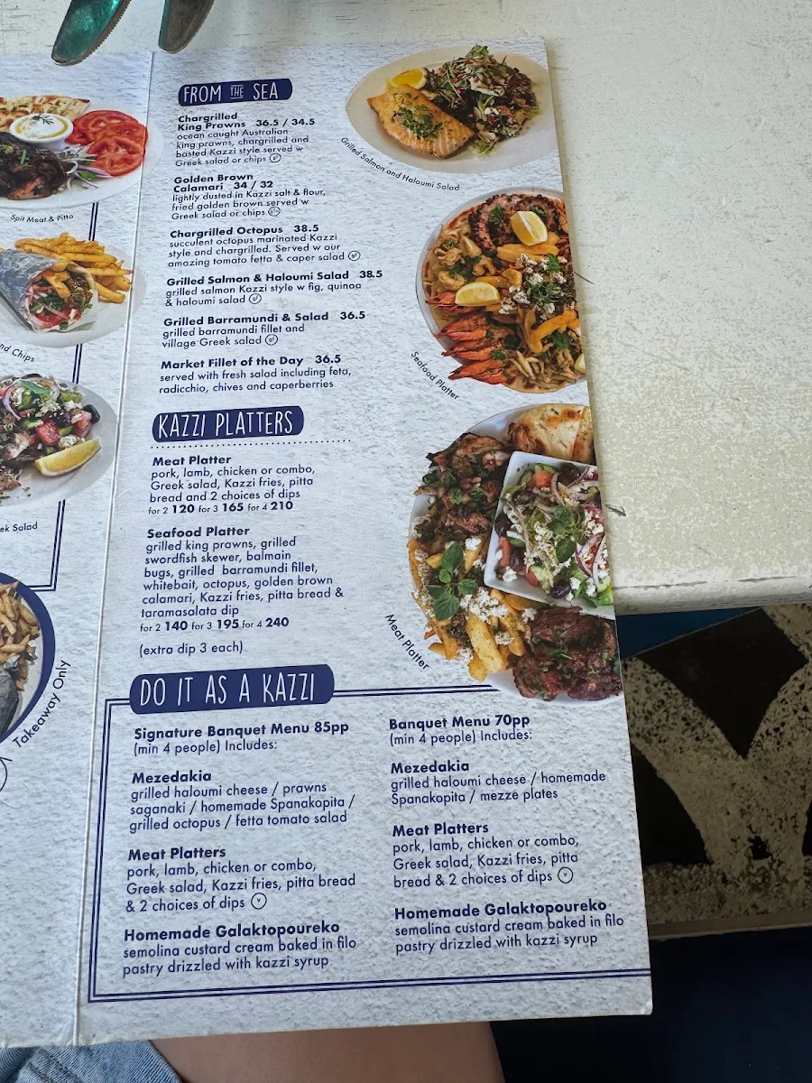Menu, Kazzi Beach Greek Balmoral
