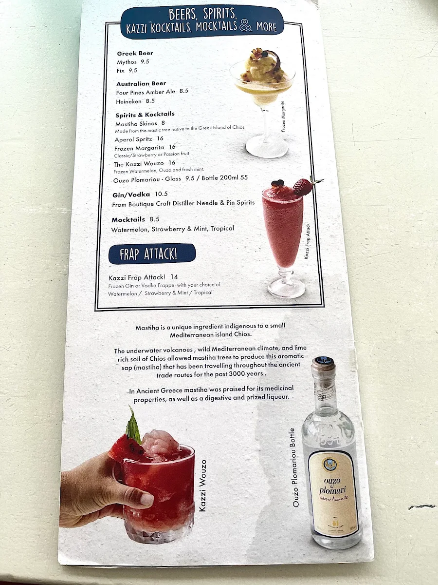 Menu, Kazzi Beach Greek Balmoral