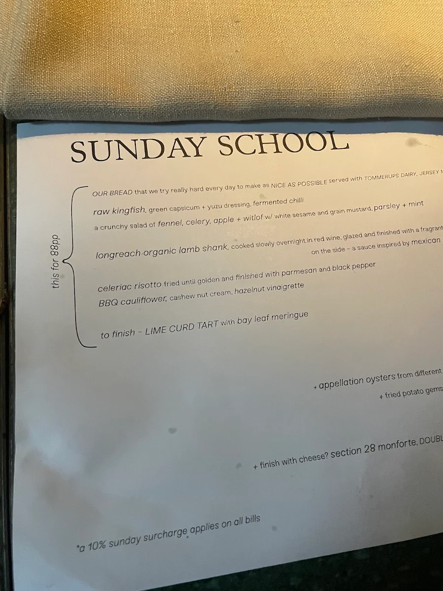 Menu, Essa Restaurant & Wine Bar