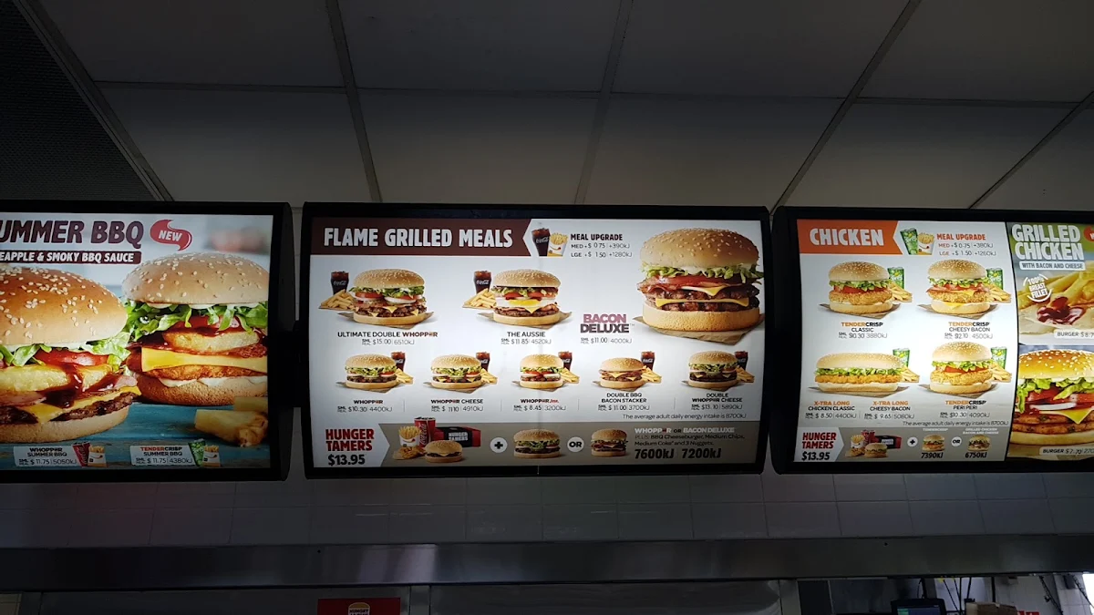 Menu, Hungry Jack's Burgers Glengarry