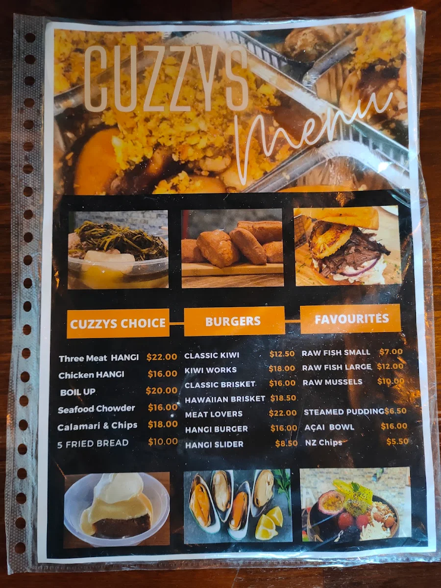 Menu, The Cuzzy's
