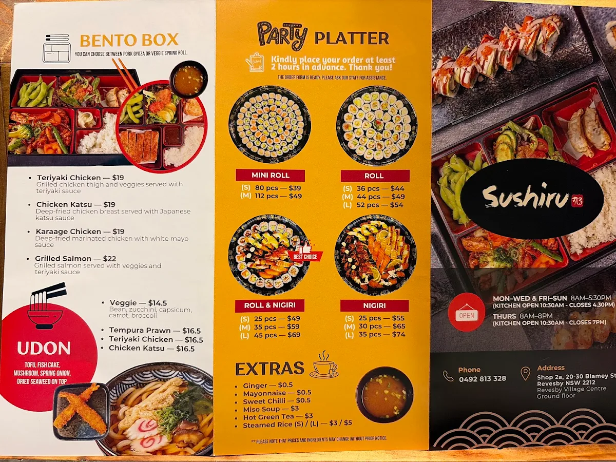 Menu, Sushiru