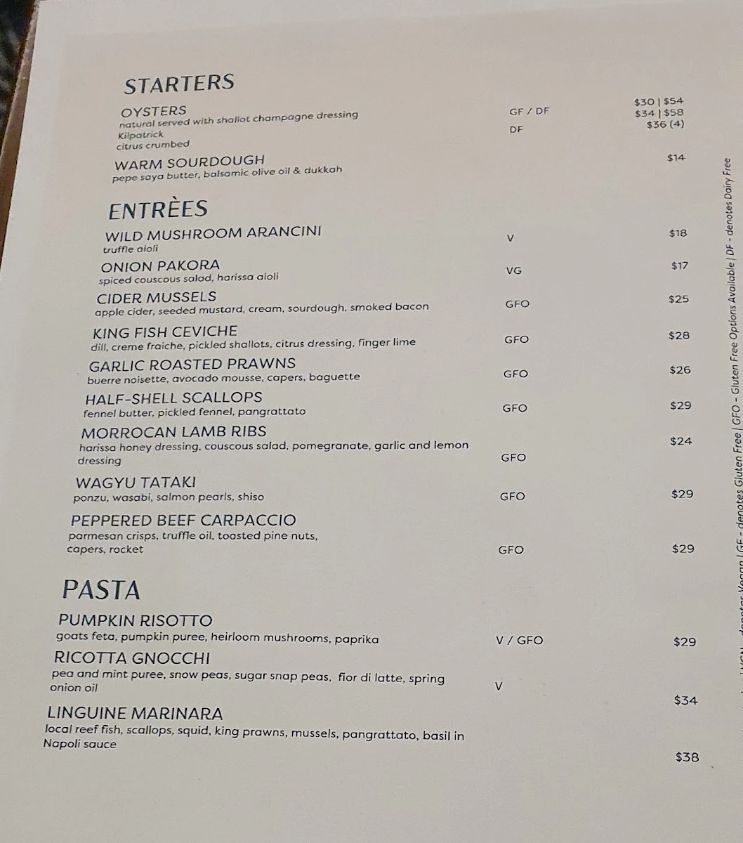 Menu, Port Office Hotel