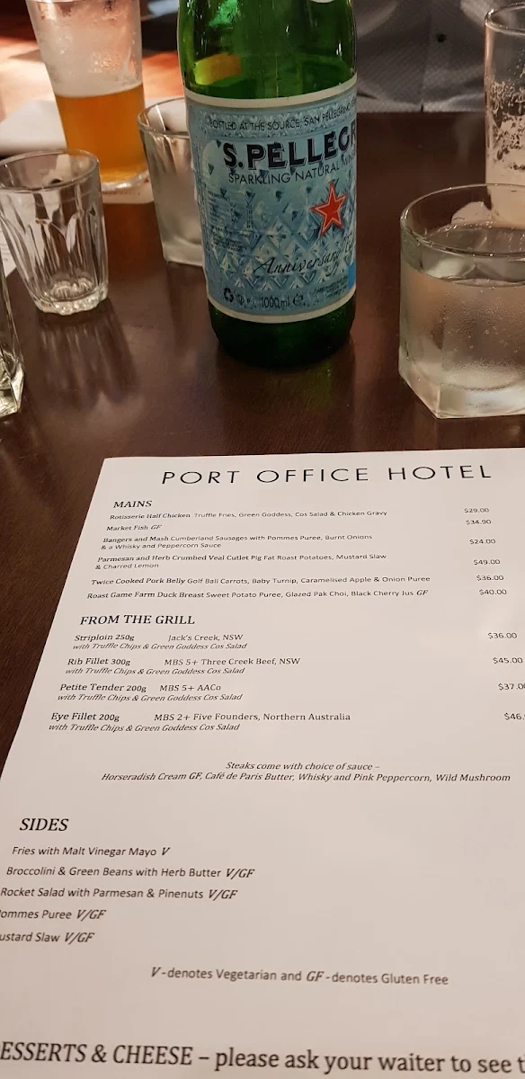 Menu, Port Office Hotel